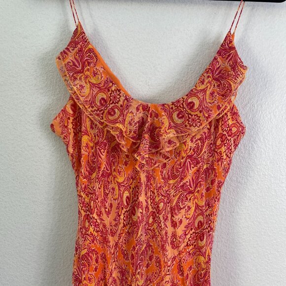 Vintage Y2K I.C.E. Womens 14 100% Silk Maxi Dress Ruffle Asymmetrical Hem Fairy - Picture 10 of 11